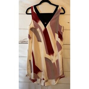 TROUVE V‎ Neck Abstract Print Sleeveless Shift Dress XS